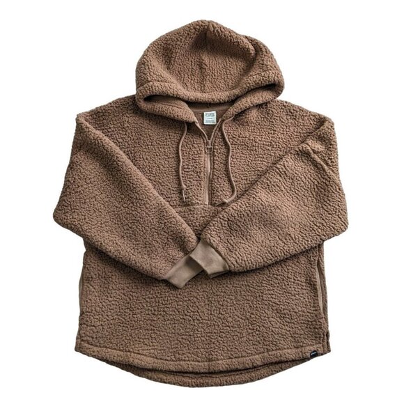 PINK VICTORIA'S SECRET Beige Recycled Polyester Varsity Sherpa Hoodie Size M - Picture 8 of 9